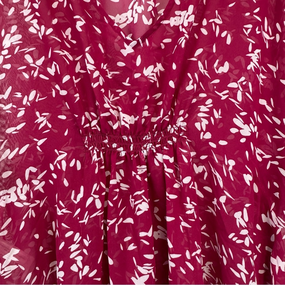 Loft Blouse Flowy Flutter Sleeves Patterned Pink/… - image 5